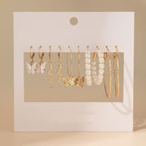 Lianfudai Christmas gifts ideas Vintage Gold Butterfly Drop Earrings Set For Women Bohemian Colorful Resin Pearl Dangle Earrings Set of Earrings Jewelry