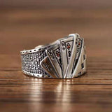 Lianfudai Retro Zircon Magician Playing Card Men's Ring Fashion Punk Hip Hop Square Poker Zircon Finger Jewelry