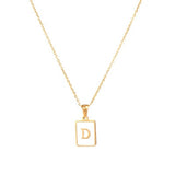 Lianfudai 18K Gold Letter A-Z Initial Necklace For Women White Rectangle Alphabet Charm Pendant Necklace Party Accessories