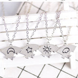 Lianfudai New Four-piece Star Moon Necklace Best Friend Cloud Pendant Sisters Friendship Necklace Fashion Men And Women Jewelry Gifts