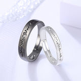 Lianfudai Christmas wishlist 2Pcs Love Heart Electrocardiogram Couple Open Rings For Women Men Lover Black Silver Color Engagement Wedding Valentine'Day Gift