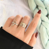 Lianfudai christmas wishlist valentines day gifts for her Silver Color Planet Spaceship Rings For Women Men Lover Couple Rings Set Friendship Engagement Wedding Open Rings Jewelry