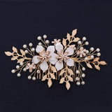 Lianfudai Golden Crystal Wedding Hair Combs Hair Accessories for Bridal Flower Headpiece Women Tiara  Bride Hair ornaments Jewelry