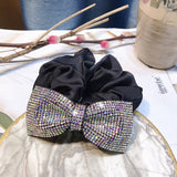 Lianfudai Luxury Rhinsetone Scrunchies Bow Knot Elastic Hair Band Tie for Women Girl Fashion Korean Mujer Head Accessories