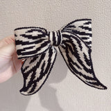 Lianfudai Barrette for Women Girl Hair Accessories Fashion Fabric Big Bow Knot Striped Hair Clip Hairpin Autumn Winter Wholesale