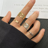 Lianfudai CHEISTMAS gifts for her Trendy 1 Pair Gold Color Butterfly Couple Rings for Women Men Punk Colorful Opening Adjustable Rings Wedding Party Jewelry Gift