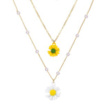 Lianfudai jewelry gifts for women hot sale new Fashion Pearl Chain Flower Pendant Necklace Female Bohemian Layered Small Daisy Necklace Jewelry Gift Accessories