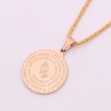 Lianfudai gifts for her Bible Verse Prayer Hands Folded Prayer Gesture Coin Medal Pendant Necklace For Men Women Couple Jewelry Gift