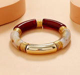 Lianfudai Retro Style Stretch Bracelet For Women Female Hot Sale Vintate Temperament Resin Acrylic Bracelet Modern Jewelry