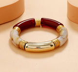 Lianfudai Retro Style Stretch Bracelet For Women Female Hot Sale Vintate Temperament Resin Acrylic Bracelet Modern Jewelry