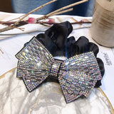 Lianfudai Luxury Rhinsetone Scrunchies Bow Knot Elastic Hair Band Tie for Women Girl Fashion Korean Mujer Head Accessories