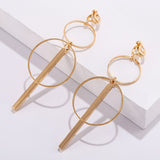 Lianfudai Simple Hollow Fashion Gold Color Clip on Earrings Geometric Big Round Ear Clips Without Piercing for Women Earrings Jewelry