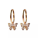 Lianfudai Christmas gifts ideas Korean Fashion Butterfly Clip Earrings Ear Hook Metal Ear Clips Double Pierced Earring Women Girl Long Tassel Chain Punk Jewelry