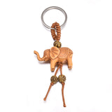 Lianfudai jewelry gifts for women hot sale Women Men Lucky Wooden Elephant Carving Pendant Keychain Religion Chain Key Ring Keyring Jewelry Wholesale cute keychain