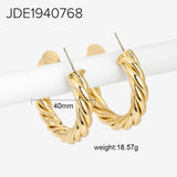 Lianfudai 40mm Large CC Shape Twisted Hoop Earrings For Women Open Design Circle Earring Jewelry Party Accessories