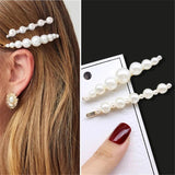 Lianfudai - 1 Set Acrylic Hair Clips For Women Fashion Hairgrips Geometric Pearl Barrettes Hairpins Headwear Girl Hair Accessories Jewelry