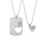 Lianfudai 2 Piece Set Of Fashionable Couple Necklace Love Heart Hollow Pendant Letter Necklace Your Heart Is With Me Bead Chain Necklace