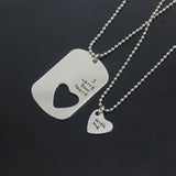 Lianfudai 2 Piece Set Of Fashionable Couple Necklace Love Heart Hollow Pendant Letter Necklace Your Heart Is With Me Bead Chain Necklace