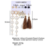 Lianfudai jewelry gifts for women hot sale new Vintage Women Drop Earrings Set Bohemia Acrylic Tassel Pearl Alloy Long Pendant Earrings Geometric Jewelry Party Gift