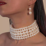 Lianfudai Pearl Necklace & Pendant Multi Layer Torques African Necklace Sets Dubai Wedding Bridal Jewelry Luxury Women Fashion Collar