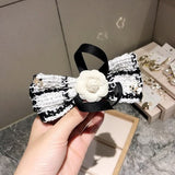 Lianfudai Camellia Barrette for Women Girl Flower Hair Clip Black White Hairpin Autumn Winter Hair Accessories Wholesale Drop Shipping