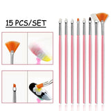 Lianfudai  jewelry for women 15PCS/Set Nail Brush Set Gel Polish Painting Drawing Brushes Nails Art Manicure Tools DIY Drawing Rhinestone Picking Brush Kits