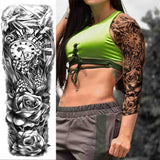 Lianfudai western jewelry for women Sexy Wolf Full Flower Arm Temporary Tattoo Stickers For Men Body Art Sleeve Tattoo Decals Girl Women Waterproof Tatoo Fox Legs