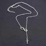 Lianfudai  gifts for women Simple Fashion Female Clavicle Chain Choker Necklace 8 word Infinity Cross Pendant Necklace Men Women Boho Jewelry Collar Gift