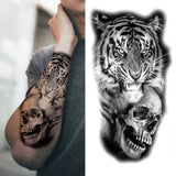 Lianfudai Compass Wolf Temporary Tattoos For Men Women Adult Fake Lion Tattoo Sticker Tiger Black Tribal Body Art Drawings Tatoos Arm