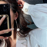 LIANFUDAI Long Tassel Simulated Pearl Drop Earrings for Women Gift Bijoux Korean jewelry OL Gold Color Pendientes boucle d'oreille