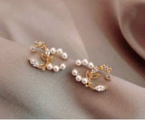 Lianfudai Christmas wishlist Earrings new simple C-shaped round temperament earrings for women long crystal pendant earrings jewelry gift