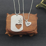 Lianfudai 2 Piece Set Of Fashionable Couple Necklace Love Heart Hollow Pendant Letter Necklace Your Heart Is With Me Bead Chain Necklace