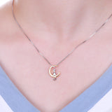 Lianfudai  gifts for women Creative Alloy Animal Choker Necklace For Women Cute Cat Moon Pendant Charms Clavicle Chain Necklace Engagement Jewelry Collar