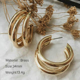 Lianfudai Classic Statement Brass Hoop Earrings For Women High Polished Geometric Chunky Circle Earrings Jewelry Gifts