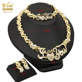 Lianfudai - Xoxo African Jewelery Set Necklace Earrings Women Fashion Bridal Bride Indian Wedding Dubai Gold Ladies Designer Nigerian