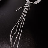 Lianfudai Christmas wishlist INS Luxury Multi-rows Rhinestone Long Tassel Choker Necklaces for Women Neckwear Shiny Crystal Clavicle Chain Collar Necklace