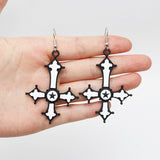 Lianfudai Christmas gifts for her Cross Dangle Earrings For Women Vintage Goth Statement Big Long Skull Ear Drop Fashion Jewelry Gothic Accessories