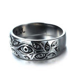 Lianfudai gifts for men Vintage Monster Engraved Demon Eye Ring for Men Women's Punk Retro Hip Hop Personality Evil Eye Ring Entertainment Gothic Jewel
