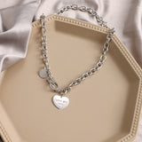 Lianfudai Christmas gifts ideas Punk Pearl Chain Necklace For Women Butterfly Dog Tag Heart Pendants Necklaces Women's Neck Chain Jewelry On The Neck