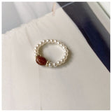 Lianfudai Multi Beaded Pearl Rings Natural Freshwater Pearl Geometric Rings for Women Continuous Circle Minimalist Ring 2020 New