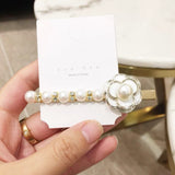 Lianfudai christmas gift ideas valentines day gifts for her Korea Camellia Crystal Pearl Hairpins Shiny Hair Accessories  Rim Hair Clips For Women Hairpins Hair Bows Hairgrips Barrettes