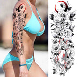 Lianfudai western jewelry for women Sexy Wolf Full Flower Arm Temporary Tattoo Stickers For Men Body Art Sleeve Tattoo Decals Girl Women Waterproof Tatoo Fox Legs