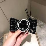 Lianfudai Big BowKnot Barrette for Women Girl Fleece Wool Camellia Hair Clip Black White Hairpin Autumn Winter Wholesale Drop Shipping