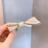 Lianfudai Barrette for Women Girl Hair Accessories Fashion Alloy Rhinestone Pearl Bow Knot Hair Clip Hairpin Wholesale