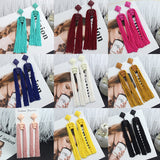 Lianfudai Long Tassel Earrings Fashion Jewelry Bohemia Statement Summer Dangle Aesthetic Earrings for Women Accessories Korean Style