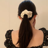 Lianfudai Trend Vintage White Lace Embroidered Flower Hair Tie Sweet Translucent Elastic Headband for Women Party Accessories