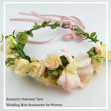 Lianfudai wedding jewelry sets for women Wedding Headband Flower Hairband Hair Jewelry Charms Engagement Accessories For Bride Bridesmaids 100% Handmade Headwear