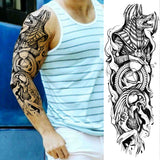 Lianfudai western jewelry for women Sexy Wolf Full Flower Arm Temporary Tattoo Stickers For Men Body Art Sleeve Tattoo Decals Girl Women Waterproof Tatoo Fox Legs