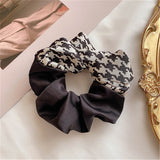 Lianfudai Plaid Scrunchies For Women Girl Elastic Hair Bands Ties Accessories Pitchwork Bow Knot Wholesale