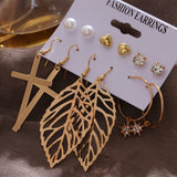 Lianfudai jewelry gifts for women hot sale new Vintage Women Drop Earrings Set Bohemia Acrylic Tassel Pearl Alloy Long Pendant Earrings Geometric Jewelry Party Gift